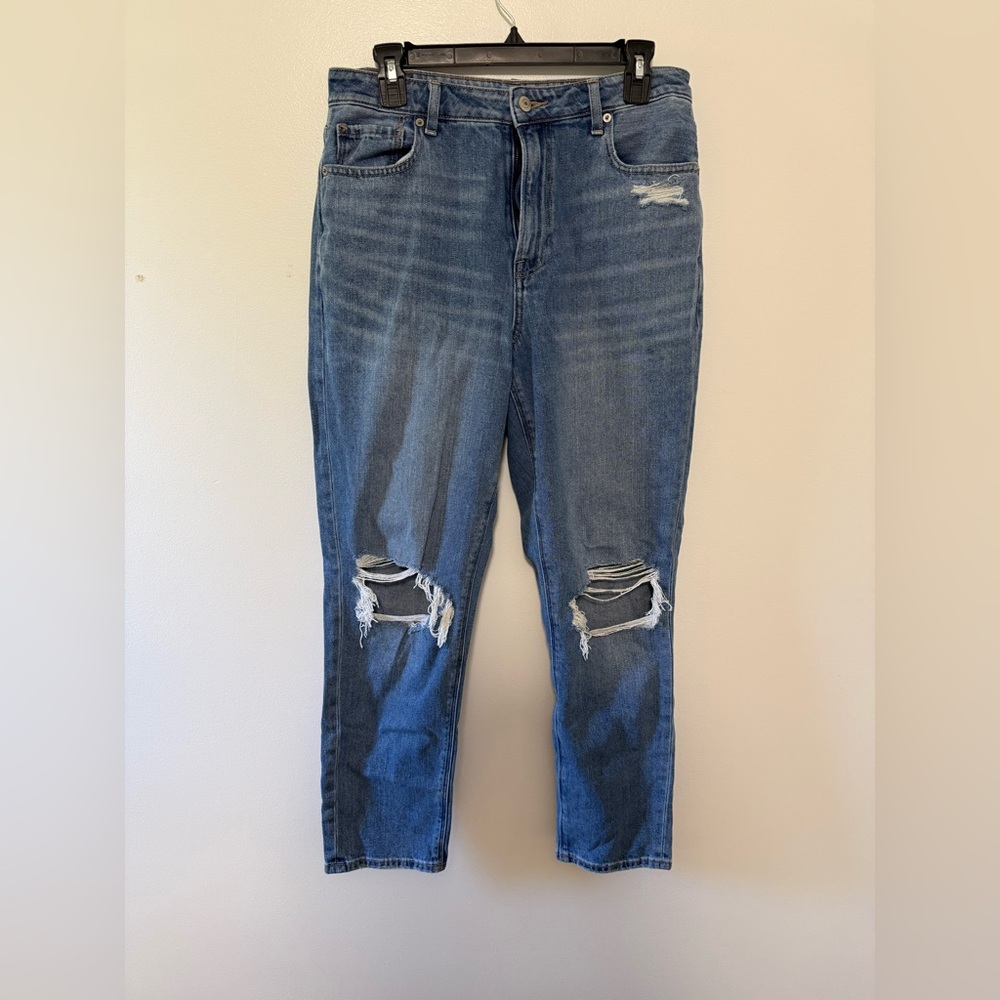 American Eagle Outfitters Blue Distressed Mom Jeans